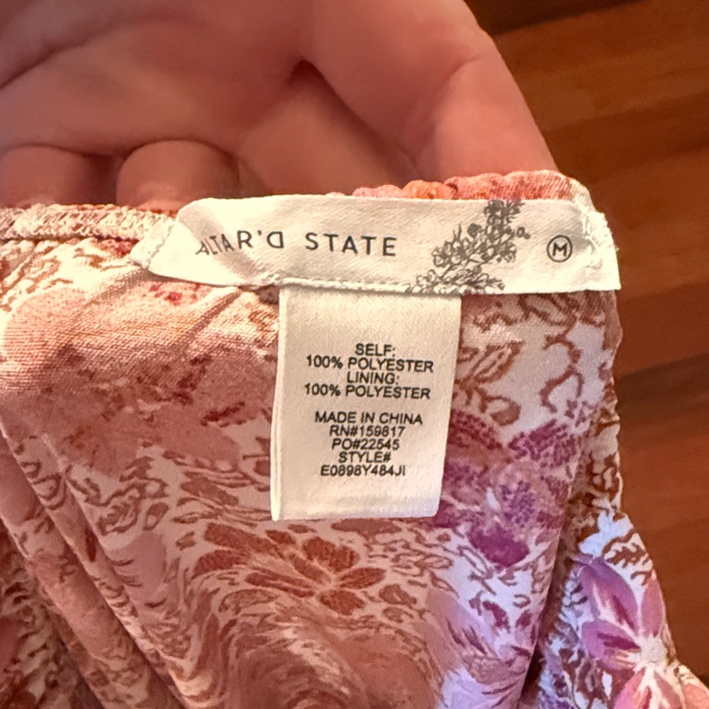 Altar'd State Blush and Lavender Floral Dress